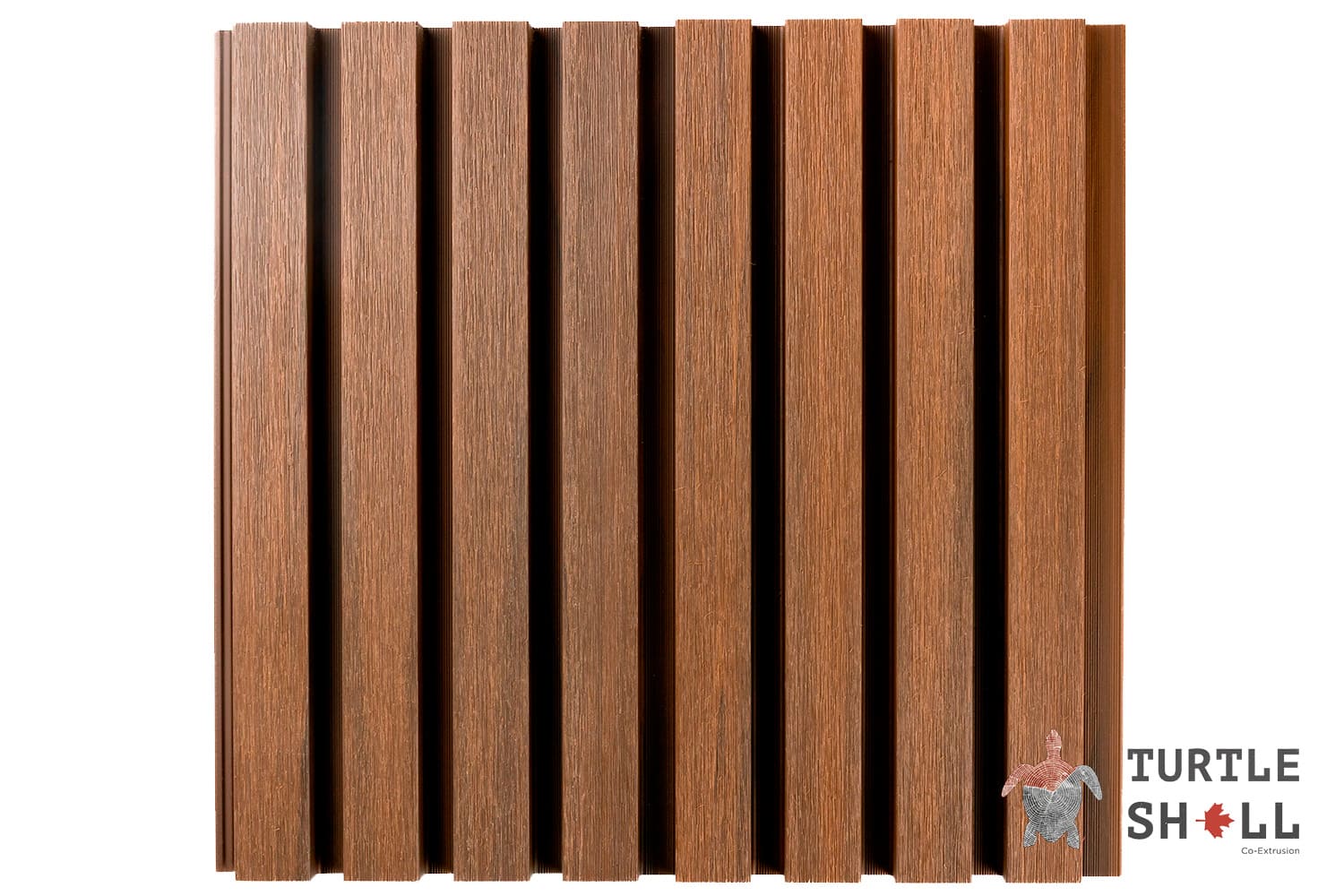 Реечная панель ДПК Мидл Лайнс, Тайский Тик (Thai Teak), Коэкструзия от бренда Тёртл Шелл — идеально для отделки наружных стен (фасад, цоколь,кровельный свет, гараж, беседка)