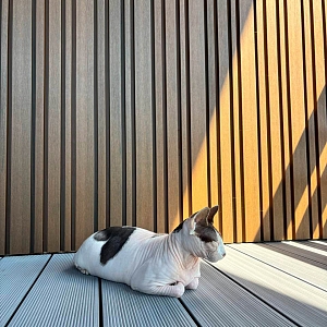 Фасадная реечная панель Turtle Shell Different Lines, Australian Palisander, Co-Extrusion